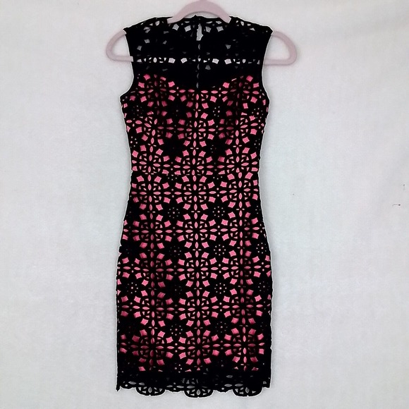 B Darlin Laser Cutout Mini‎ Dress Size S (3/4) in Black and Pink - Picture 3 of 14